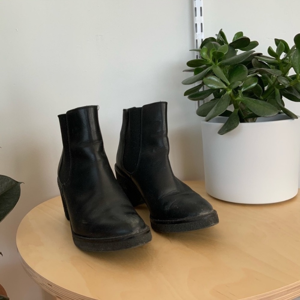 Black leather boots